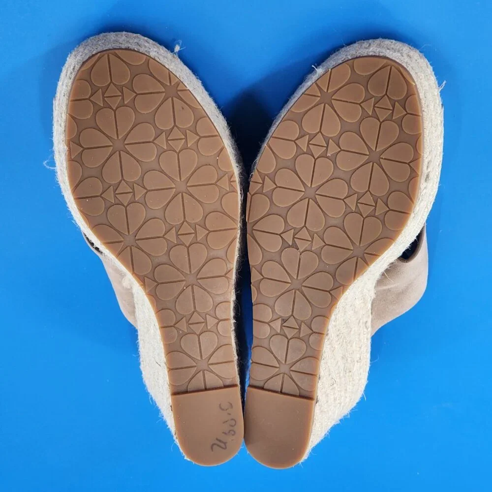 KATE SPADE Tropez Suede Espadrille Platform Wedge Heel Sandals